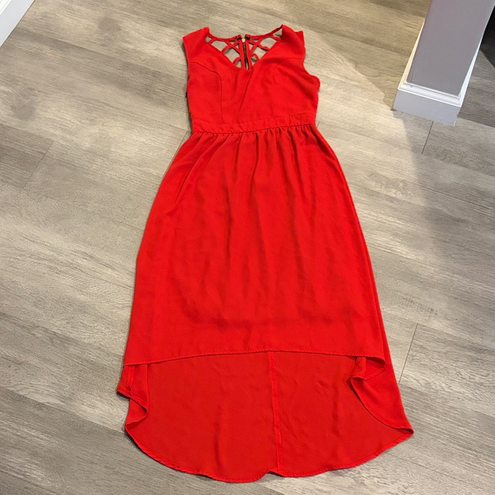 Monteau Vibrant Red High Low Dress